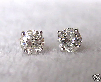 3/4 Carat Round Brilliant Cut 14K White Gold Diamond Stud Earrings Classic Style • $639.97