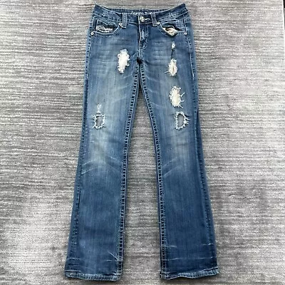 Cowgirl Tuff Co Jeans Sz W29 L35 Womens Straight Stretch Medium Wash Blue Denim • $17.99