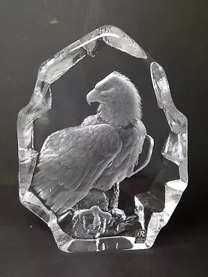 Mats Jonasson Sweden Full Lead Art Crystal Sculpture Paperweigt 7.65  Tall Eagle • $44.99