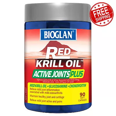 Bioglan Red Krill Oil Glucosamine Chondroitin Active Joints Plus 90 Capsules • $42.84