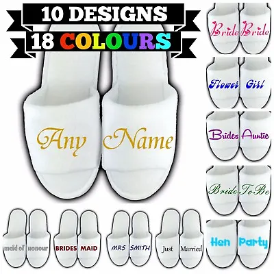 £5.99 • Buy Personalised Spa Slippers Open Toe Any Name Message Gift Wedding Guest Novelty