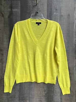 J Crew Slub Knit V-Neck Pullover Sweater Size S Citron Yellow Style M1972 • $10