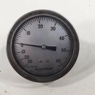$19.99 • Buy Ashcroft Pressure Vacuum Gauge 30 Hg-0-60PSI Back Panel Mount 3.5  Face