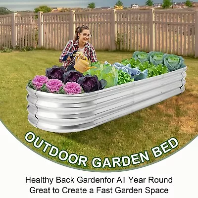 8x2x1ft Galvanized Raised Garden Bed Planter Box For Outdoor Vegetables Flowers • $69.99
