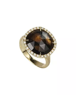 Marco Bicego Jaipur Color 18K 0.15 Ct. Tw. Diamond & Smokey Quartz Cocktail Ring • $1407.99