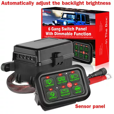 6 Gang Switch Panel Dimmable 720W Circuit Relay System LED Light Bar CAR Boat  • $78.59