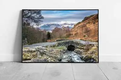 Ashness Bridge & Snow Capped Skiddaw The Lake District Ready To Hang Wall Art • £10.18