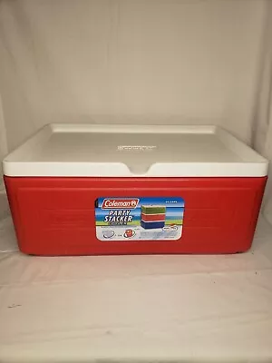 Vintage Red Coleman Party Stacker 24 Can Cooler Ice Chest Model 6225 • $54.99