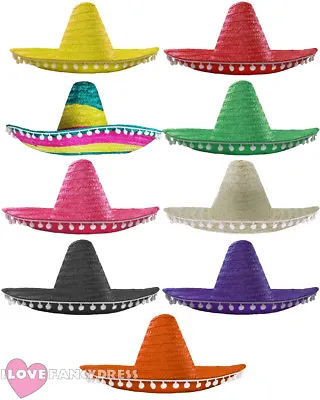 £29.99 • Buy 12 X Mexican Sombrero Hat Wild Western Bandit Fancy Dress Costume Accessory