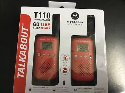 Motorola Talkabout T110 22-Channel Walkie Talkies Pair Red 8831 • $22