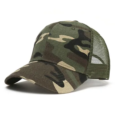 Camo Snapback Trucker Cap Women Mens Urban Camouflage Hat Street Army Summer Sun • £5.63