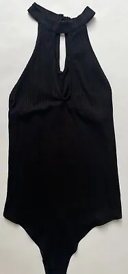 Ladies Bodysuit Size Medium (12-14) In Black LIPSY Lace Design Keyhole Cut Out • £9.99