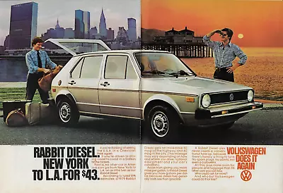 1979 Volkswagen VW Rabbit Diesel New York To LA For $43 Photo Vintage Print Ad X • $12.99