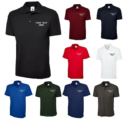 Personalised Embroidered Left Chest Text Polo Shirt Workwear Office Unisex Top • £9.99