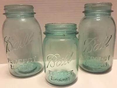 1923-1933 Lot Two Quart And One Pint Blue BALL Perfect Mason Canning Jars • $14.95