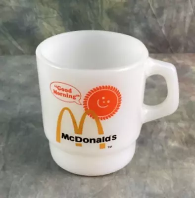 McDonalds Vintage Milk Glass Coffee Mug By Anchor Hocking Fire King Made In USA • $9.95