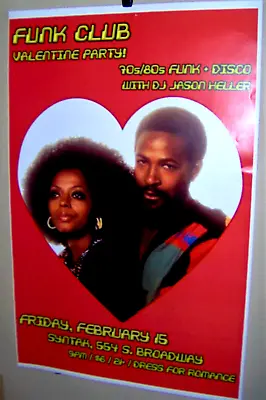 Marvin Gaye Diana Ross Funk Club Local Denver Co Show Poster Valentine Party RP • $25