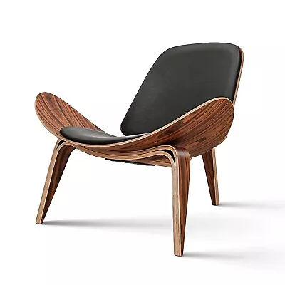 $289 • Buy Hans Wegner Style Mid-century Shell Chair Leather Cushion Lounge Chairs AU STOCK