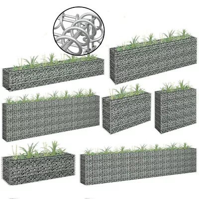 Garden Gabion Raised Bed Galvanised Steel Stone Basket Raised Bed Planter Pot • £43.73