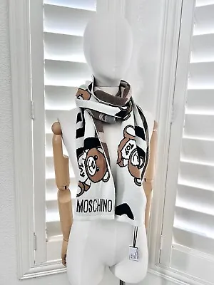 NWT Moschino Couture Jeremy Teddy Bear Long Scarf Wool Blend 30X180cm 11.8”*68” • $138