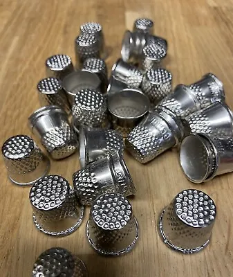33 X SILVER TONE Metal SEWING THIMBLES Set Closed Top Dressmakers Tailor Thimble • £5.98