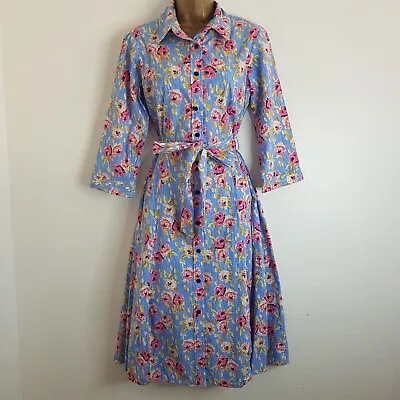 £11.95 • Buy NEW Ex DOROTHY PERKINS 10-20 Blue Pink Floral Print Belted Shirt Dress