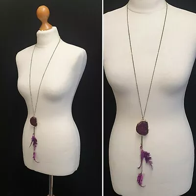 £6.99 • Buy River Island Gold Tone Amethyst Style Nugget Pendant Necklace Costume Jewellery