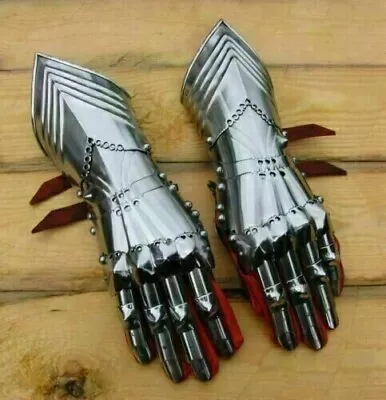 Steel Armor Medieval Gauntlets Late Gothic Knight Finger Gloves SCA LARP • $84.59