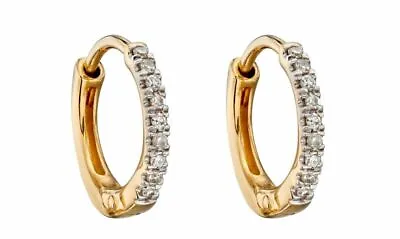 Elements Gold Earrings GE2320 Diamond 9ct Yellow Gold Small 10mm Huggie Earrings • £248.95