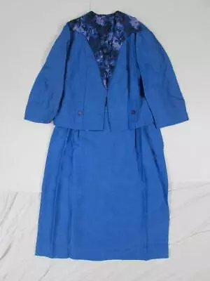 Vtg 70s Mode O'Day 3 Pc Hawaiian Style Jacket Vest & Skirt Suit USA Made Blue • $19.99