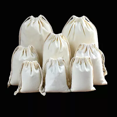Cotton Canvas Bag Muslin Double Drawstring Premium Quality • $5.49