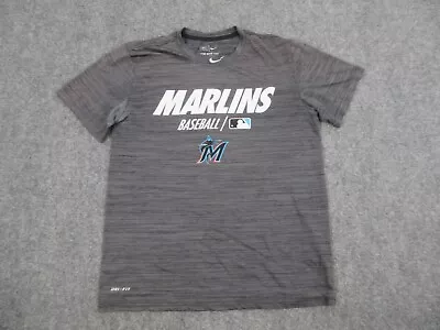 Miami Marlins Shirt Mens Adult Medium Gray Logo Lightweight MLB Baseball Nike • $18.85