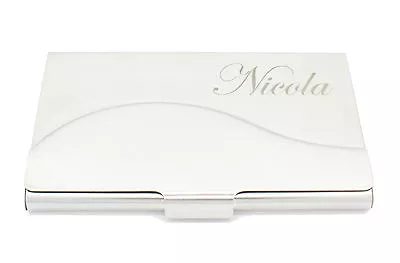 £3.99 • Buy Personalied Business Silver Wave Name Holder ID Credit Card Case Fine Holder  