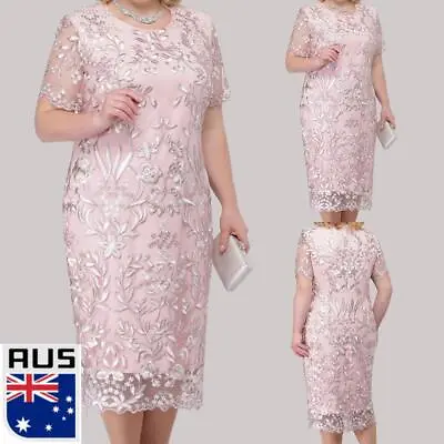 $40.69 • Buy Plus Size Womens Lace Floral Bodycon Ladies Formal Evening Cocktail Mini Dress