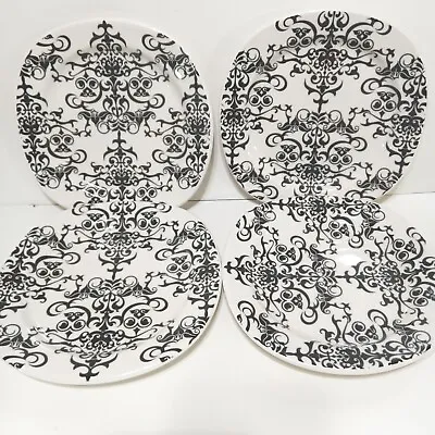(4) Pottery Barn Versailles Salad Plates 7.25 Black White Chandelier Lace (read) • $39.99