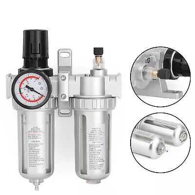 1/2 In Air Compressor Filter Oil Water Separator Trap Tools + Regulator Gauge AU • $60.81