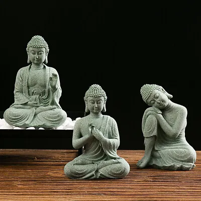 Buddha Zen Garden Ornaments Statue Sculpture Decor Sandstone Indoor Outdoor • £10.95