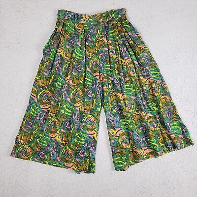 VTG Wide Leg Palazzo Harem Pants Womens One Size Geometric Pleated 80s Funky Y2K • $39.95