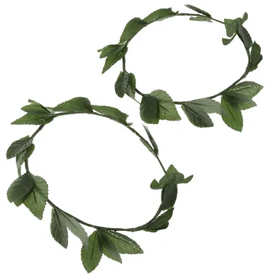 2 Pieces Plastic Green Leaf Greek Goddess Laurel Wreath Fancy Dress Headband • £6.54