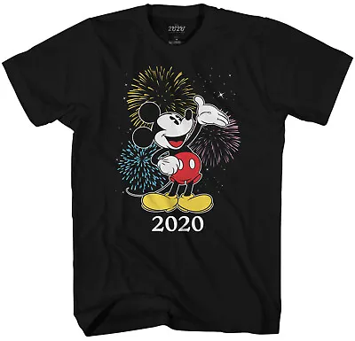 Disney Mickey Mouse New Year 2020 Celebration Men's Black T-Shirt • $11.99