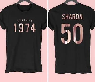 Personalised T-Shirt Custom Printed Tee 50th Birthday T-Shirt For Women MenParty • £9.89