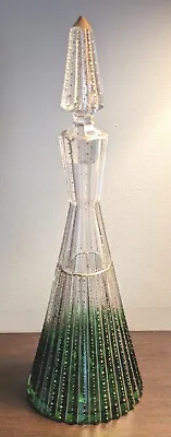 Antique Moser Decanter Crystal Cordial Clear-to-Green W Prism-Cut Body Rare • $220