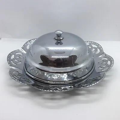 £12.99 • Buy Vintage Silver Tone Butter/Serving Dish. Lid And Glass Insert