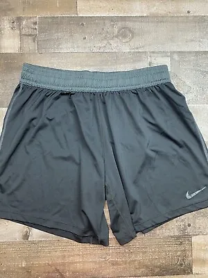 Nike Dri Fit Running Shorts Mens Sz Medium Athletic Unlined Gym Black Drawstring • $10.95