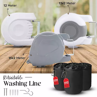 12-30m Retractable Washing Line Wall Mounted Heavy Duty Clothes Dryer Extendable • £9.96