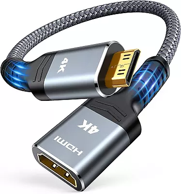 Mini HDMI To HDMI Adapter 4K 60Hz Mini HDMI Male To HDMI Female Cable 4K HDR 18 • $10.56