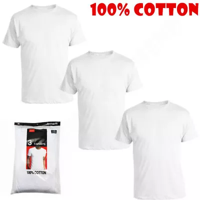 3-Pack Men's Black/White 100% Cotton Crew Neck T-Shirts “Tagless ~ Undershirt” • $12.88