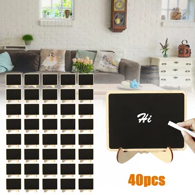 40Pcs Mini Blackboard Memo Sign Message Small Note Chalk Board With Stand Clip • £7.69