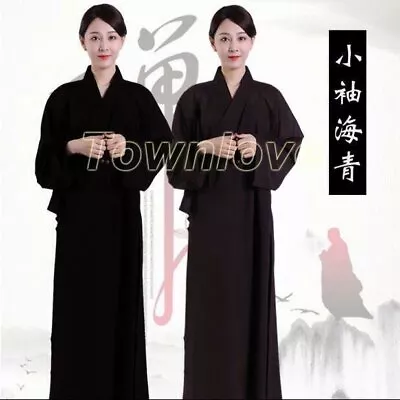New Buddhist Monk Shaolin Dress Meditation Haiqing Robe Long Gown Kung Fu Suit • $30.78