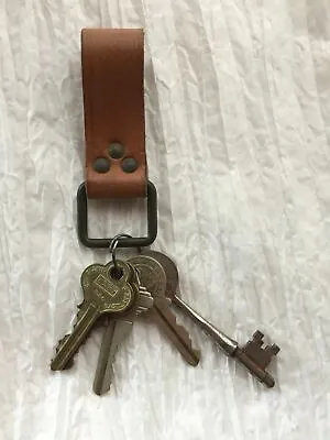 Vintage 50's Leather Key Chain Strap Army Military Surplus Belt Loop Accessories • $15